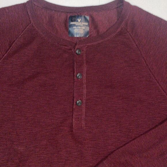 American eagle mens long sleeve maroon 1/4 button soft tee size xxl - Picture 4 of 14